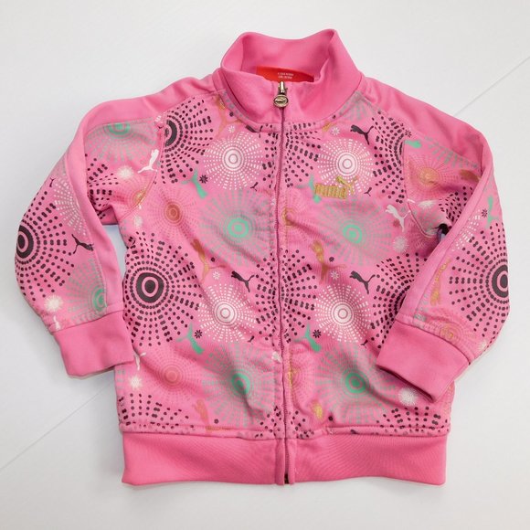 Puma Baby Girl 18 Months Pink Starburst Full Zip Track Jacket - Picture 1 of 6